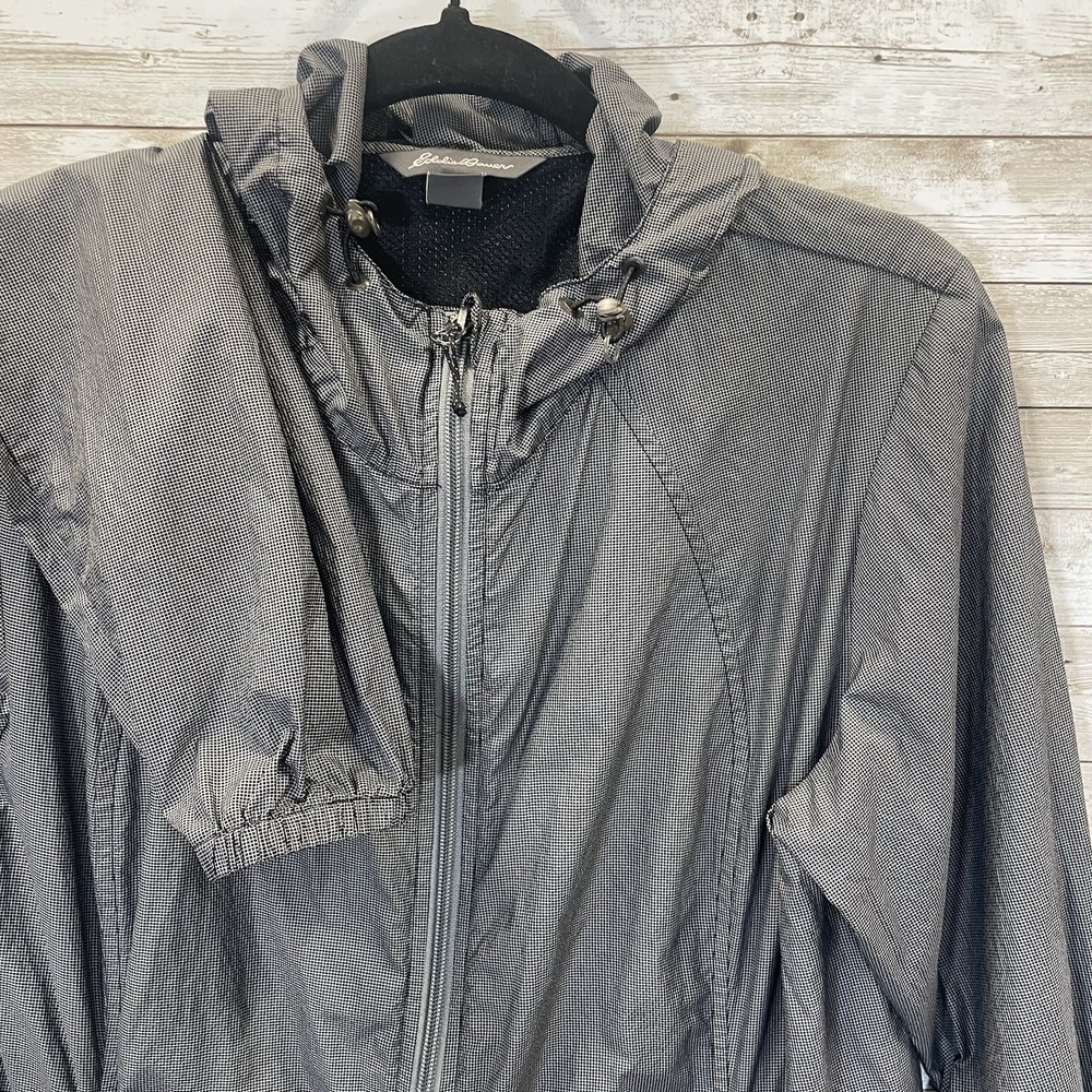 Eddie Bauer Womens M Jacket Softshell Gray Hooded Zip Lightweight‎ Outdoors
